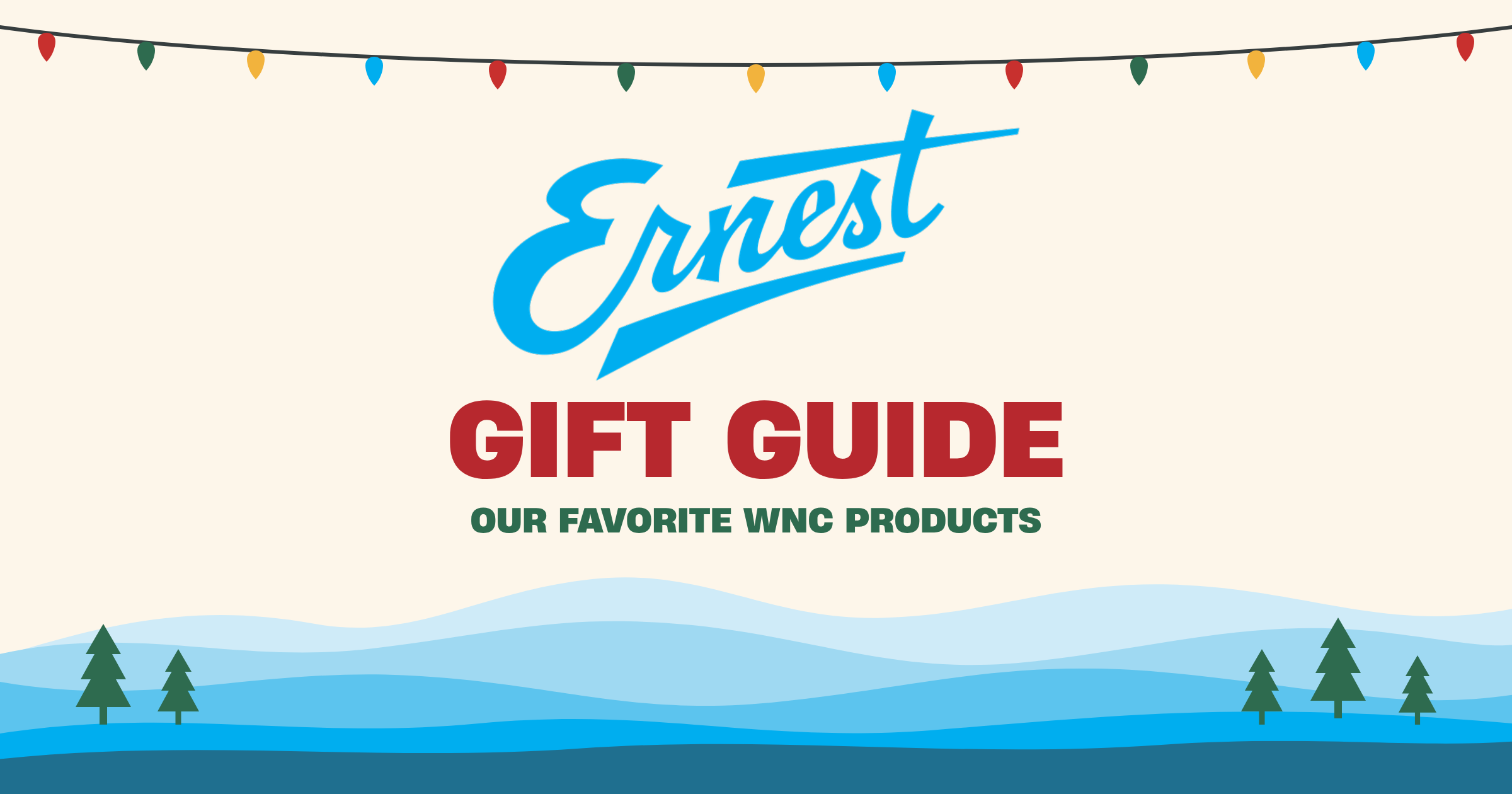 Ernest Gift Guide: Our favorite WNC products, with holiday lights and Blue Ridge mountains